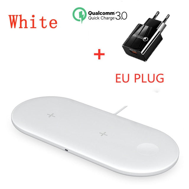 15W Fast Wireless Charging Station 3 In 1 Qi Charging Dock - Wide Compatibility