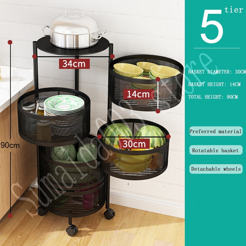 Multi-layer Round Rotatable Fruit Storage Basket / Shelf