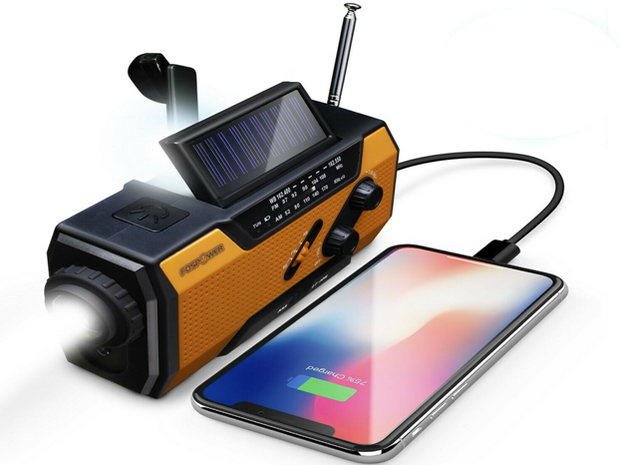 Emergency Solar Hand Crank Weather Radio 2000mAh Power Bank Charger Flash Light